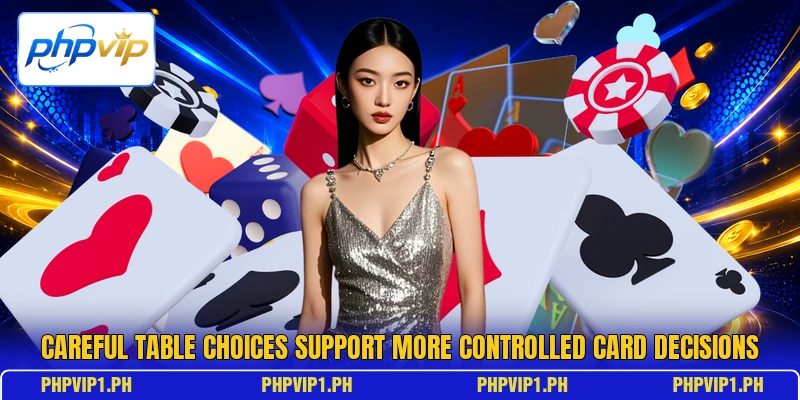 Careful table choices support more controlled card decisions Careful table choices support more controlled card decisions