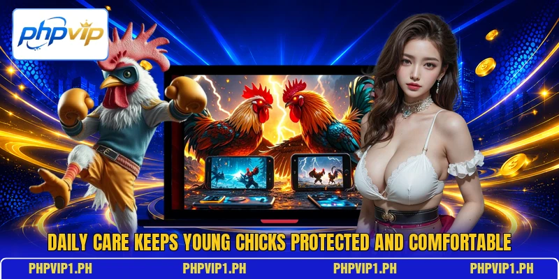 Daily care keeps young chicks protected and comfortable Daily care keeps young chicks protected and comfortable