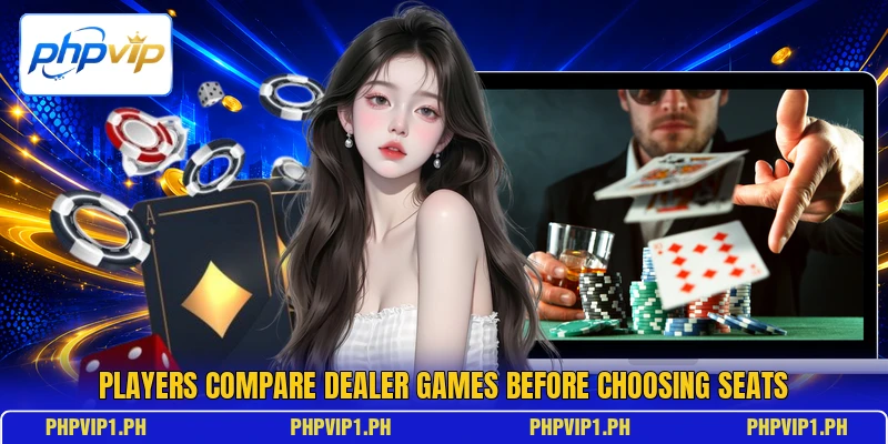 Players compare dealer games before choosing seats Players compare dealer games before choosing seats