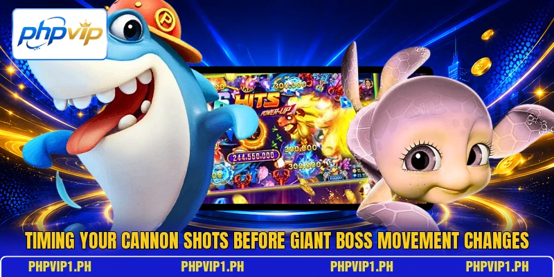 Timing your cannon shots before giant boss movement changes Timing your cannon shots before giant boss movement changes